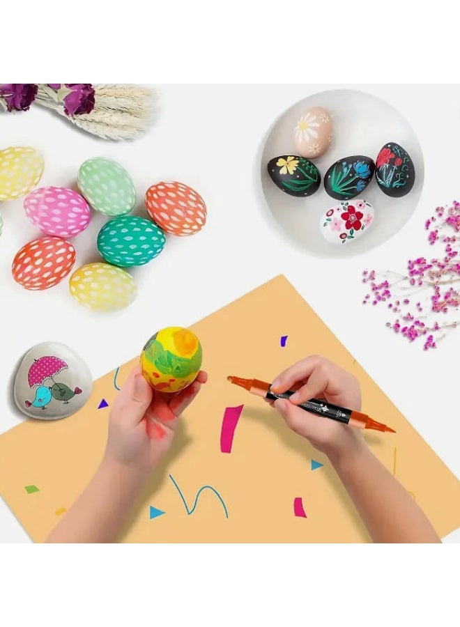 موردلي مجموعة أقلام طلاء أكريليك مكونة من 24 لونًا - برأسين مزدوجين (فرشاة ونقطة) - غير قابلة للتلطخ. - Image 4